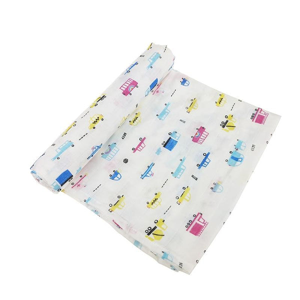 Cartoon Baby Soft Gauze Quilt Swaddle Cotton Bath Towel 117 X 117cm, Style: Car