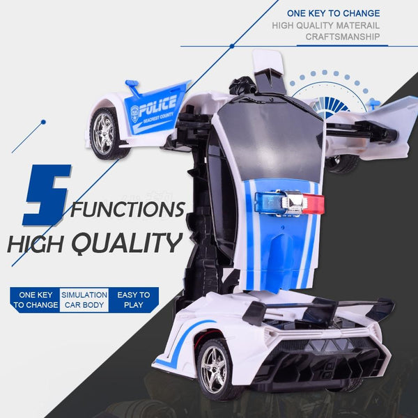 1023 4 Channels Remotely Deformed Car Toy Car(Blue)
