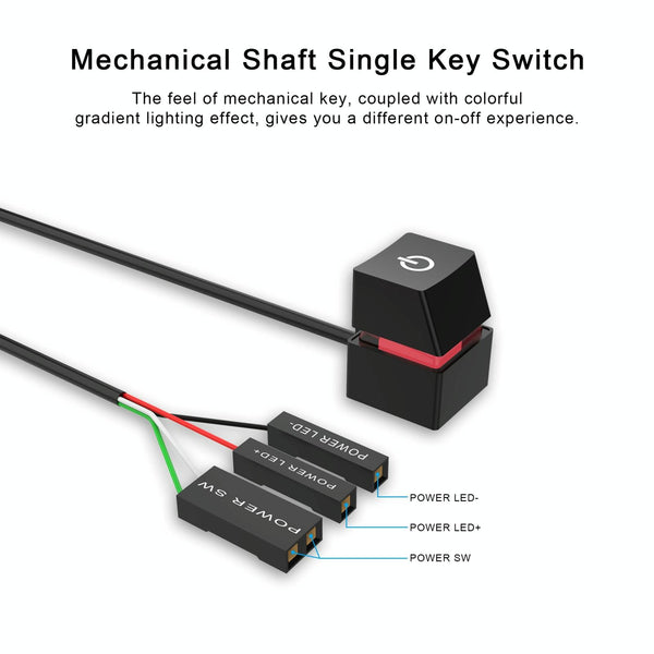 Desktop Computer Mobile Switch Computer Extension Cable Start Button, Color: Black Case Blue Light 2m Cable
