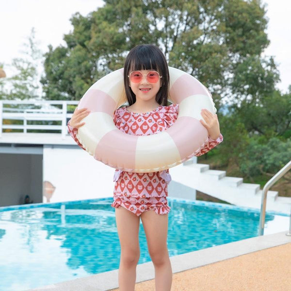 Thickened Children Swimming Ring Inflatable Underarm Ring 75cm(Striped Pink)