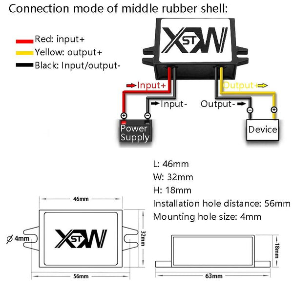 XWST DC 12/24V To 5V Converter Step-Down Vehicle Power Module, Specification: 12/24V To 5V 2A Medium Rubber Shell