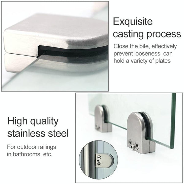 9-14mm Flat Bottom Matte Polished  201 Stainless Steel Fixed Clip Railing Glass Wood Layer Board Clamp Bracket