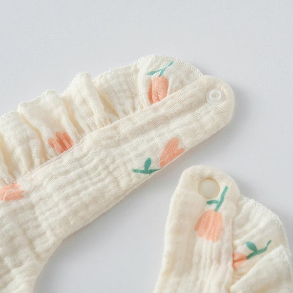 Baby Feeding Bib Ruffle Infants Saliva Towel Soft Cotton Burp Cloth, Style: Leaf Fruit