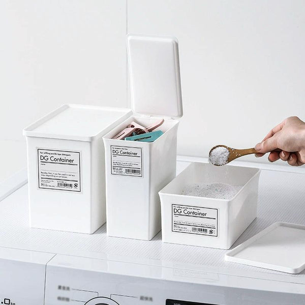 Household Laundry Detergent Storage Box Small Things Storage Organizer With Dust Cover, Specification: Large