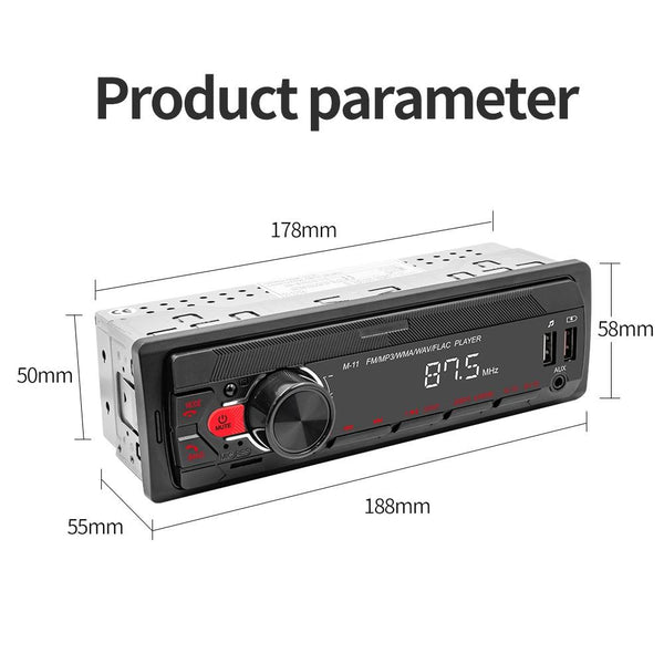 A3032 Car Bluetooth MP3 Player ISO Interface EQ Sound Effect Fast Charge Colorful Button Radio(Black)