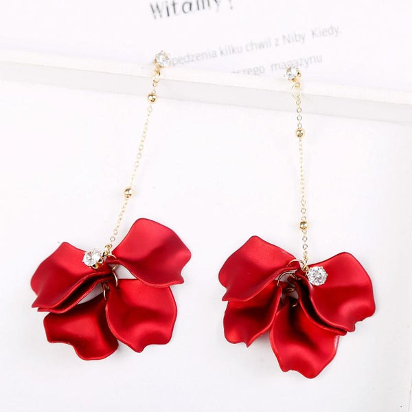 Long Exaggerated Fabric Art Handmade Petal Earrings, Color: E1910-5 Vermiculite Model