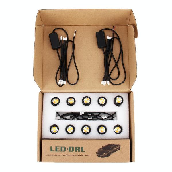 10 PCS 20W 4 LEDs SMD 5630 Daytime Running Light Turn Light Eagle Eye Light, DC 12V, Cable Length: 90cm(White Light + Yellow Light)