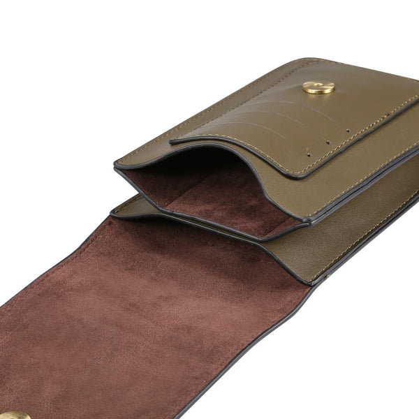 Lambskin Texture Men Phone Universal Double Lattice Waist Bag Leather Case, Size:S(Green)