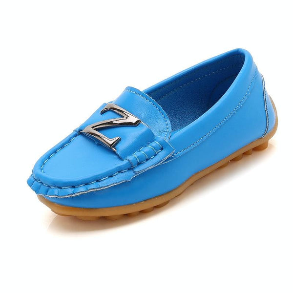 DKF-282 Lightweight Non-slip Dance Bean Shoes Children Leather Shoes, Size: 24(Blue)