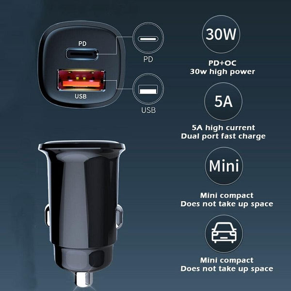 S-33 PD 30W Dual Port USB Super Fast Charge Car Charger