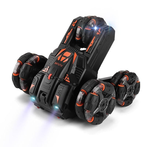 JJR/C JC05 Five Wheel Colorful Light Swing Arm Stunt Drift Car, Specification:Dual Control(Black)