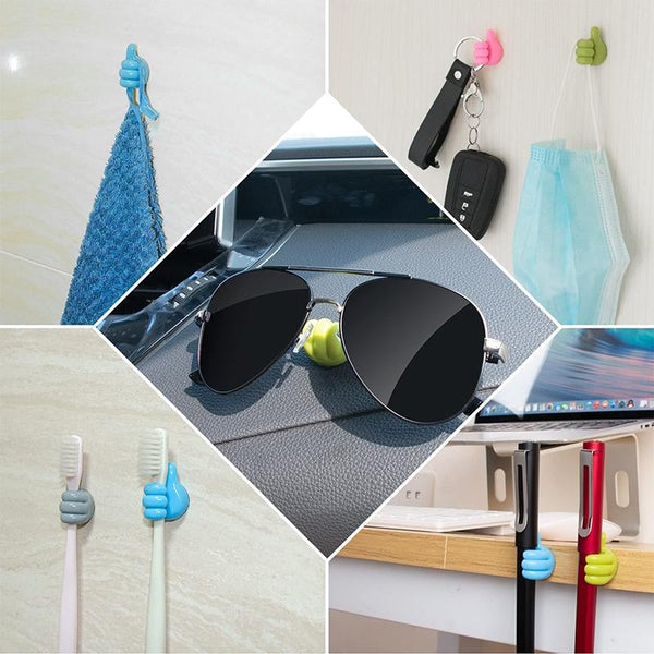 10 PCS Non-punching And Non-marking Adhesive Thumb Hook Cable Organizer(Orange)