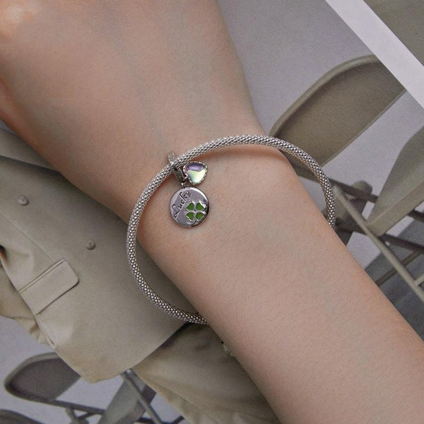 BSC767 Sterling Silver S925 Plated Gold Plated Heart Clover Lettering Bracelet Pendant