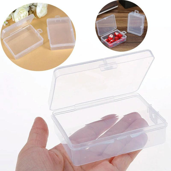 10pcs Rectangle Plastic Transparent Storage Box With Lid Dustproof Earring Ring Jewelry Storage Box, Size: 6.7x4.9x2.3cm