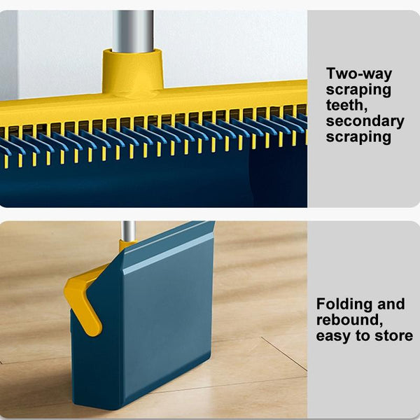 Broom And Dustpan Set With Double-Sided Tooth Scraping, Style: Snap Blue