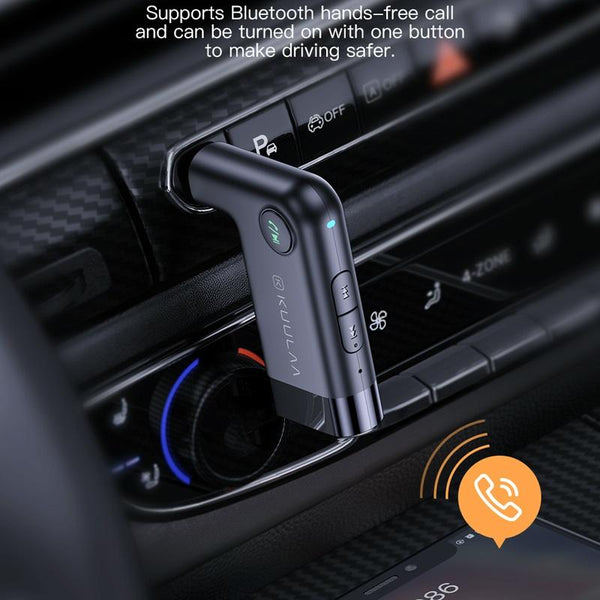 KUULAA KL-YP08 Car Wireless Bluetooth Receiver 5.0 Hands-free AUX 3.5mm(Black)