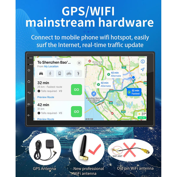 S-072A 7 inch IPS Screen Car Android Player GPS Navigation Bluetooth Touch Radio, Support Mirror Link & FM & WIFI & Steering Wheel Control