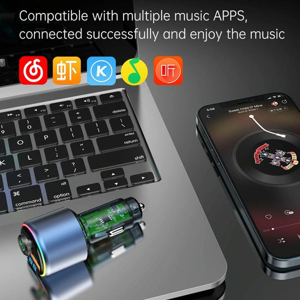 48W Car Bluetooth MP3 Player with Fast Charging(Black)