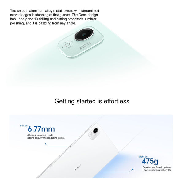 Honor Pad X9 Pro WiFi Tablet PC, 11.5 inch 8GB+128GB MagicOS 9.0 Qualcomm Snapdragon 685 Octa Core (White)