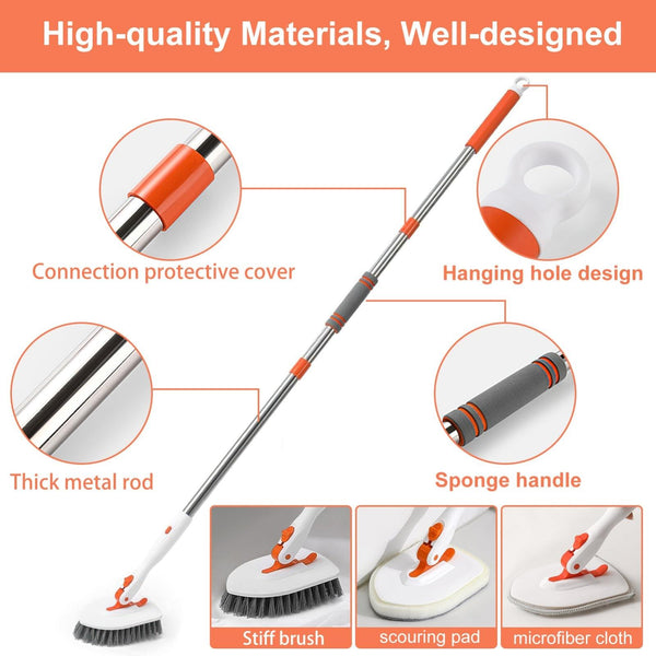 Shower Cleaning Brush With 52 Inch Adjustable Handle Tub Tile Scrubber Brush, Spec: Set 3