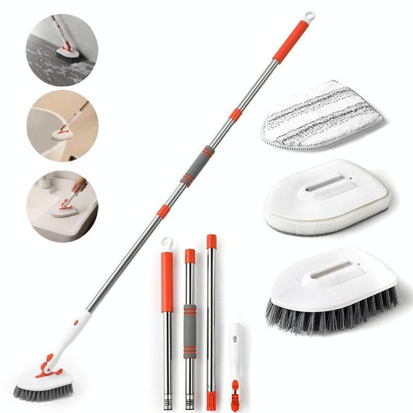 Shower Cleaning Brush With 52 Inch Adjustable Handle Tub Tile Scrubber Brush, Spec: Set 2