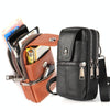 KUNQITIAN Mobile Phone Waist Bag Belt Leather Case With Shoulder Strap, Size: M(Brown Yellow)