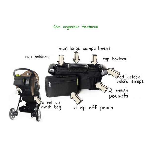 Baby Stroller Storage Hanging Bag Large Capacity Storage Bag Foldable Storage Basket Hanging Bag(Black)