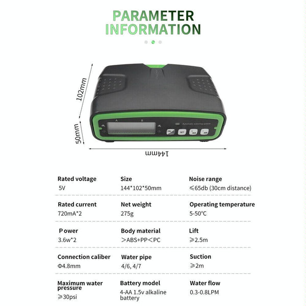 FT-C68 Dual Pump Smart Automatic Watering Device Potted Watering Garden Balcony Drip Irrigation Spraying System(Green)