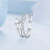 BSR336 Sterling Silver S925 Simple White Gold Plated Zirconia Multi-layered Ring(No.7)