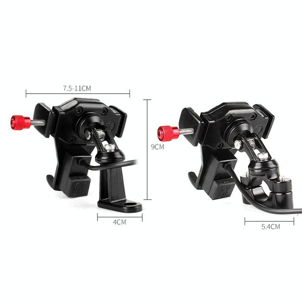 360 Degree Rotating Motorcycle Mobile Phone Holder with USB charger, Suitable for 3.5-6.6 inch Phones