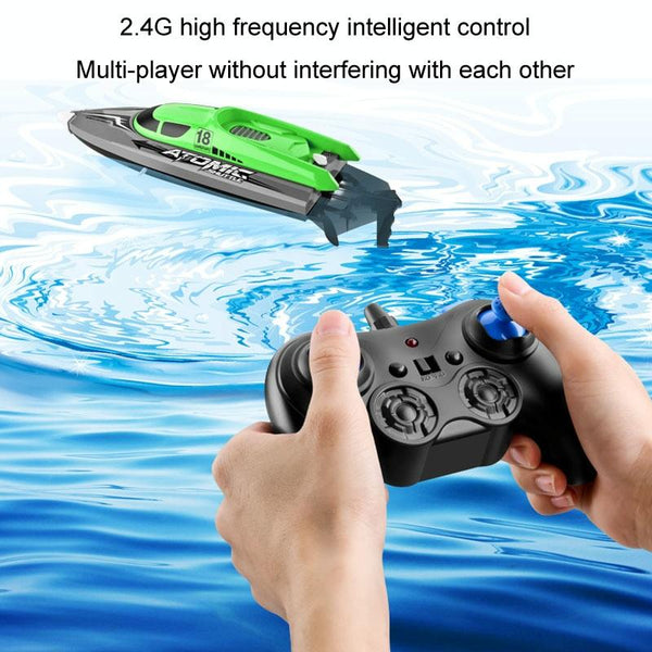 EB02 2.4G Wireless RC Boat Circulating Water-Cooled High-Speed Speedboat Racing Boat Model Toy(Green)