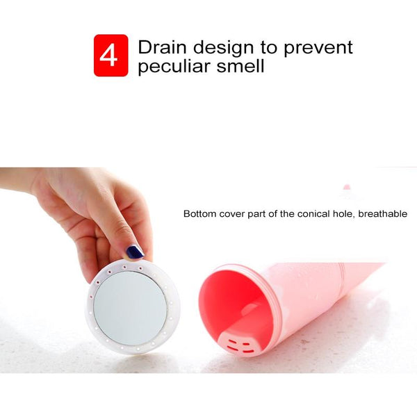 Creative 5 in 1 Portable Gargle Cup Shampoo Sub-Bottle Comb Make-up Mirror Travel Wash Kits, Standard Sets(Khaki)