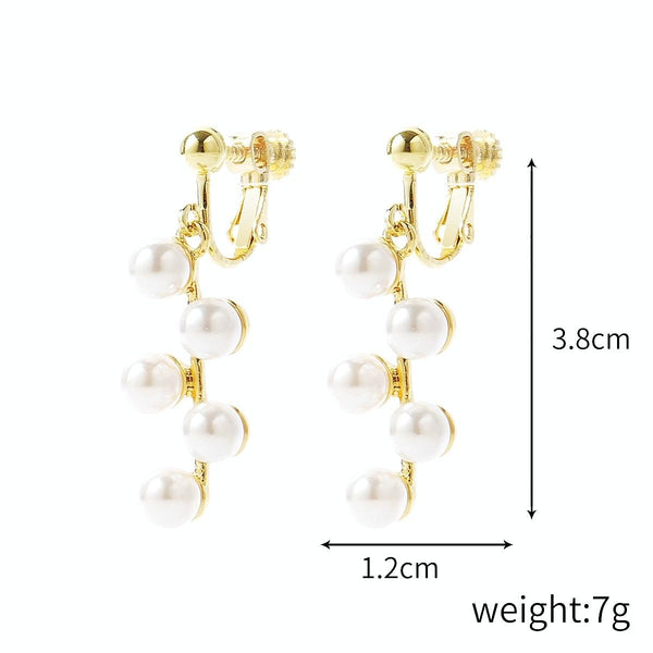 E2109-11 Five Small Pearls Baroque Earrings Pearl Ear Clip Women Without Ear Piercing