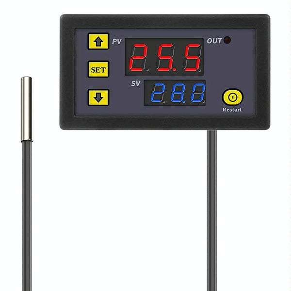 High-precision Microcomputer Intelligent Digital Display Switch Thermostat, Style:12V Power Supply(Red and Blue Display)