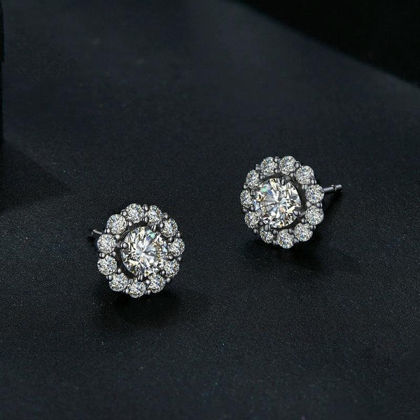 MSE010 Sterling Silver S925 Round Moissanite Detachable Stud Earrings