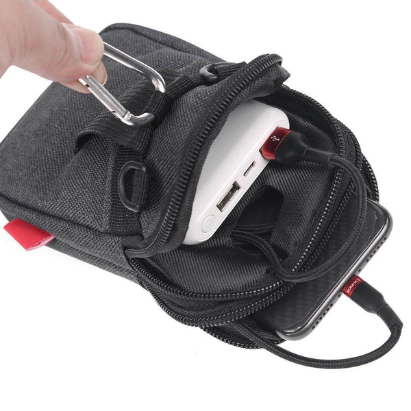 For 5.5-6.5 inch Mobile Phones Universal Canvas Waist Bag with Shoulder Strap & Earphone Jack(Navy Blue)