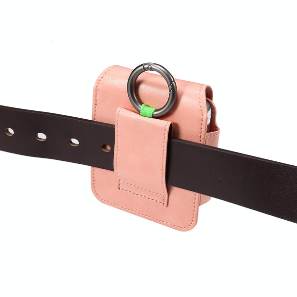 Folding Screen Mobile Phone Waist Hanging Universal Clutch Bag(Pink)