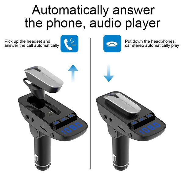 ER9 2 in 1 Hands-Free Calling Car Kit Wireless Bluetooth Headset Dual USB Charger FM Transmitter MP3 Music Player