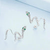BSE763 Sterling Silver S925 Guardian Snake Wrap Zirconia Earrings