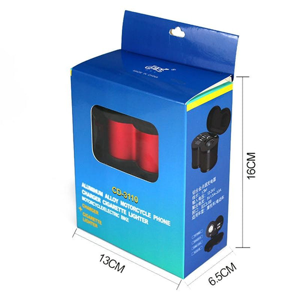 Portable Motorcycle Aluminum Alloy Dual USB Charger Cigarette Lighter (Gold)
