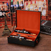 Rhinestone Double Bottle Wine Box Leather Wine Packaging Gift Box With Wine Tools, Style: Wider Orange Edge