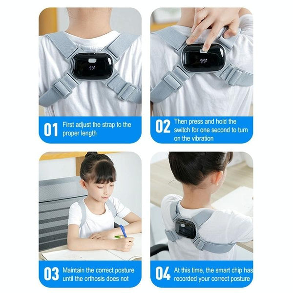 Smart Posture Corrector Adult Child Intelligent Posture Reminder Posture Trainer(Grey)