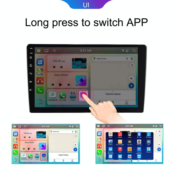 10.1 inch 6+128G Android Universal HD Large Screen Car Bluetooth Player Android GPS Navigation Integrated Machine(Standard)
