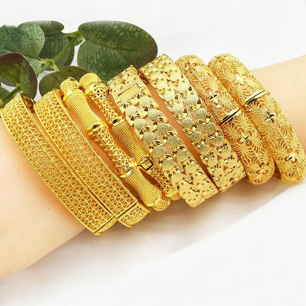 B-45 24K Gold Plated Bracelets Women Wedding Sand Gold Bracelet