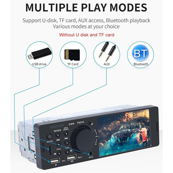 SWM-7805C 4.1 inch Touch Screen Universal Car Radio Receiver MP5 Player, Support FM & Bluetooth & TF Card with Remote Control