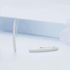 BSE748 Sterling Silver S925 Simple White Gold Plated Zirconia Ear Hooks