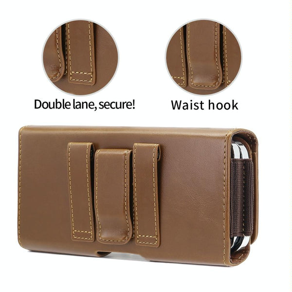 5.5-6.7 inch Universal Multifunctional Horizontal Magnetic Flip Cover PU Phone Waist Bag(Black)