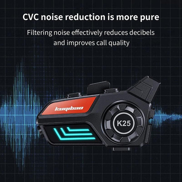 KUQIBAO Motorcycle Helmet Waterproof Bluetooth Headset With Light(Hard Microphone)