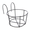 Balcony Fence Round Metal Flower Stand Wrought Iron Wall-mounted Flower Pot Stand, Size:XL(Black)