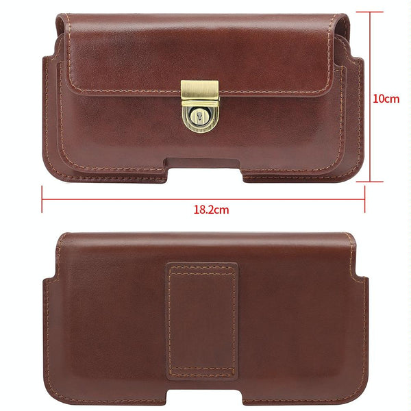 For Phones Below 6.7 inches Retro Wallet Style Horizontal Phone Waist Bag(Brown)